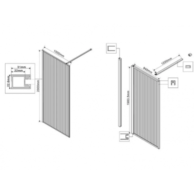 Душевая перегородка Vincea Walk-In HP Art (VSW-1HP100FLBG) 100x200 см, профиль брашированное золото/стекло рифленое 6