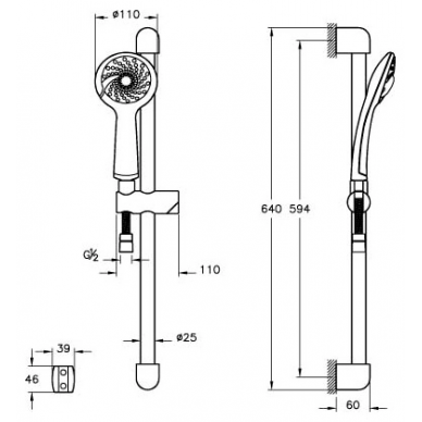 Душевой гарнитур Vitra Axe S (A49152EXP) с двумя смесителями (хром) 5