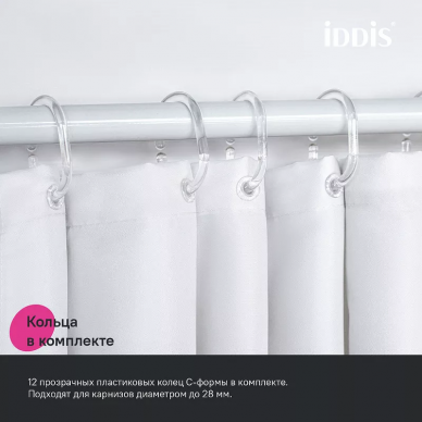 Шторка для ванной Iddis Base 180х200 (BW05P18i11) белая/голубая 5