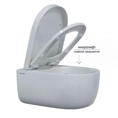 Чаша подвесного унитаза Berges EGO XL (082124) безободковый, с микролифтом, белый глянцевый 7
