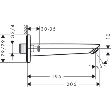 Излив для ванны Hansgrohe Logis (71410000) 195 мм 1