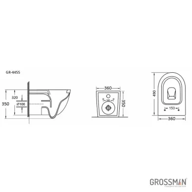 Инсталляция для подвесного унитаза Grossman 900.K31.01.000+клавиша 700.K31.02.110.110 хром матовый+унитаз GR-4455BMS 6
