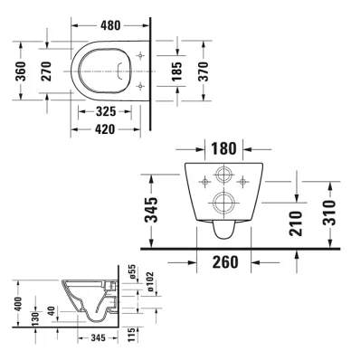 Duravit D-Neo Унитаз 37х48cм., подвесной, безободковый, цвет: белый 7