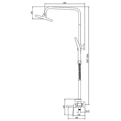 Душевая система Azario Conda AZ-K2411GR с изливом, серая матовая 7