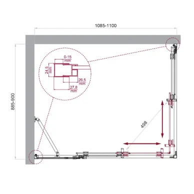 Душевой уголок BelBagno Luce LUCE-AH-21-110/90-P-Cr 110x90 см, хром/стекло рифленое 6