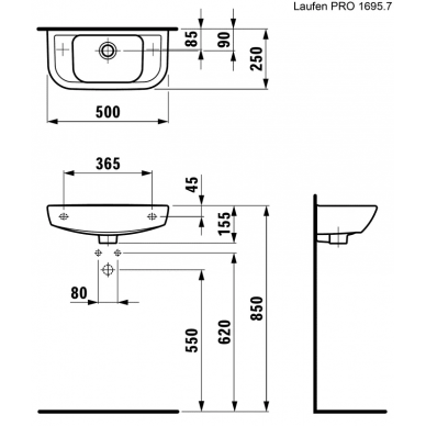 Раковина Laufen Pro С (8.1695.7.000.106.1) (50 см) 1