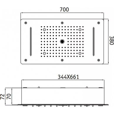 Верхний душ RGW SP-72 (21140272-01) (70x38 см) (4 функции) с LED подсветкой 2