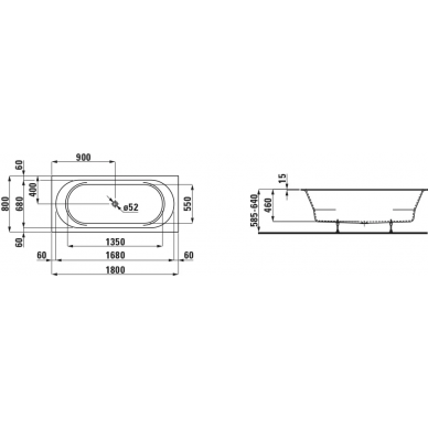 Акриловая ванна Laufen Pro (2.4095.0.000.000.1) (180x80) 3