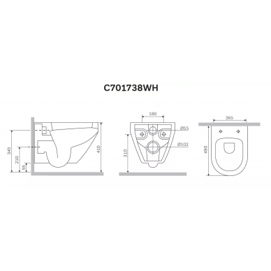 Чаша подвесного унитаза Am.Pm Spirit V2.0 FlashClean (C701700SC) безободковый, с микролифтом 7