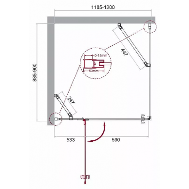 Душевой уголок BelBagno Kraft (KRAFT-AH-12-120/90-C-Cr-L) 120х90 см, профиль хром/стекло прозрачное 6