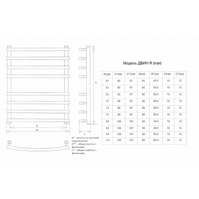 Полотенцесушитель водяной Двин R braid	(4627146181491)	хром 4