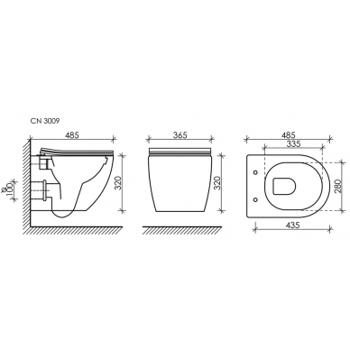 Инсталяция Ceramicanova Envision (CN3009_1001M_1000) с унитазом Forma Rimless, кнопка хром 6