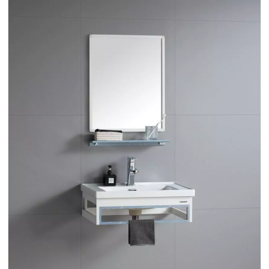 Тумба с раковиной River Laura 605 BU (60.5 см) + зеркало (48x63 см) 0