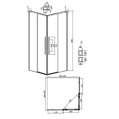 Душевой уголок Grossman Galaxy 100x100х195 см, стекло тонированное/профиль чёрный матовый 5