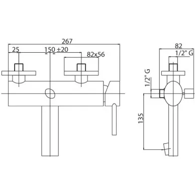 Смеситель для ванны Cezares Over (OVER-VM-01-Cr) хром 1