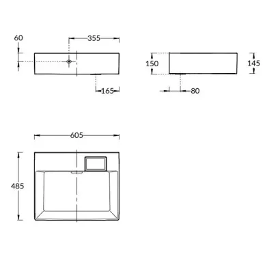 Kerama Marazzi Logica Раковина накладная, 60.5х48.5см., без отв., цвет:  белый глянцевая LO.wb.60.0 5