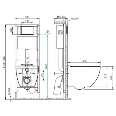 Комплект унитаз подвесной с инсталляцией Cersanit BRASKO SMART DPL EO slim 64916 инсталляция LINK PRO LP 7