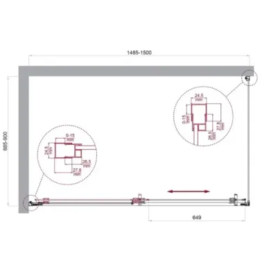 Душевой уголок BelBagno Luce LUCE-AH-1-150/90-C-Cr 150x90 см, хром/прозрачное стекло 5