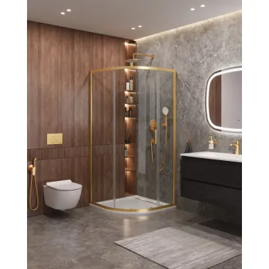 Душевой уголок Cezares Molveno MOLVENO-R-1-90-C-BORO-IV 190x90 профиль брашированное золото/стекло прозрачное 0