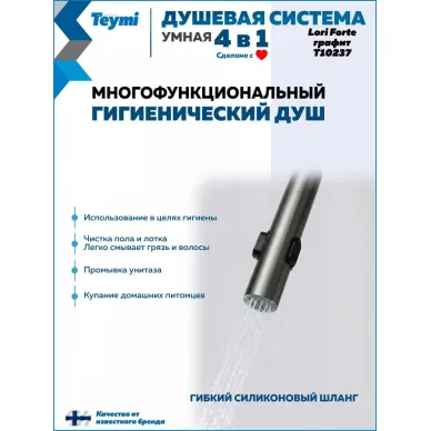 Душевая система Teymi Lori Forte T10237 с умным смесителем, графит 6