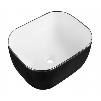 Раковина накладная CeramaLux NC (D1302H134) (50,5 см) белый/черный 0