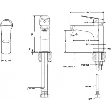 Смеситель для раковины Bravat Rhein (F1429564BW-9-ENG) черный 1
