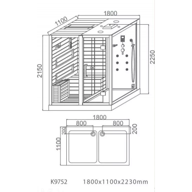 Комбинированная сауна Cerutti SPA Albano-L White (CT8350) (180х110) левая, 2 в 1 5