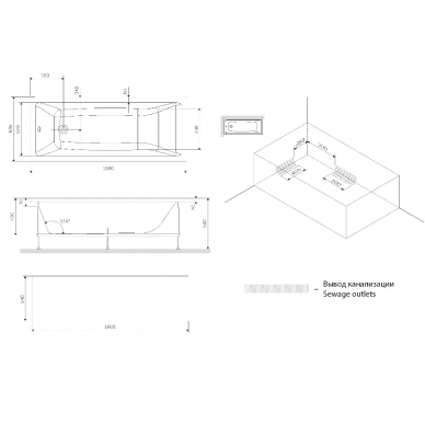 Ванна акриловая Am.Pm Gem (W93A-180-080W-A) (180х80) без гидромассажа 8