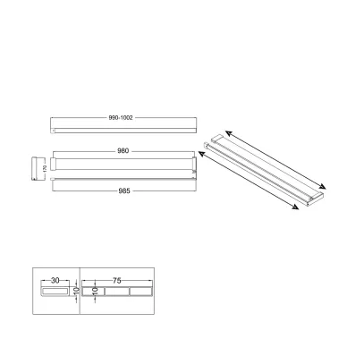 Полка-вешалка Niagara Nova NG1075B 100 см 5