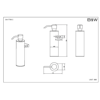 Набор аксессуаров для ванной комнаты Black & White Gravity GA-7710C хром 8