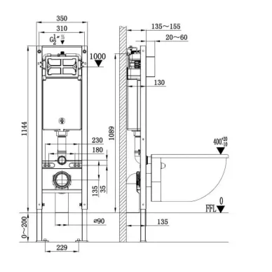 Инсталляция Welt Wasser AMBERG 350 + GELBACH 043 MT-BL + AMBERG RD-MT CR в комплекте с унитазом, безободковый, с сидением микролифт 5