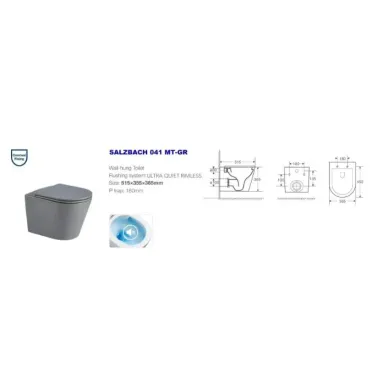 Инсталляция Welt Wasser BAMBERG 525 + SALZBACH 041 MT-GR + BAMBERG BL в комплекте с унитазом, безободковый, с сидением микролифт 5
