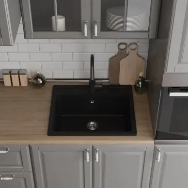 Мойка кухонная Teymi Helmi T120107 57x50 см, мраморный, чёрный матовый 3