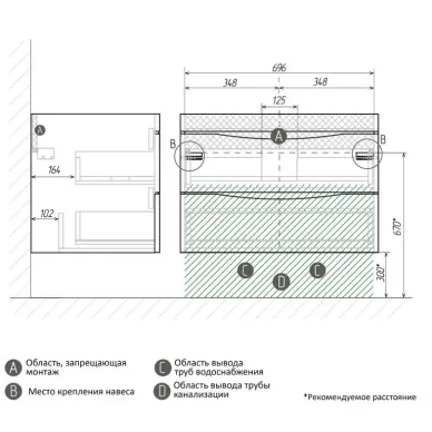 Тумба для ванной Grossman Виста 107559 подвесная 75 см, белая глянцевая 7