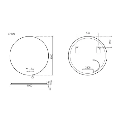 Зеркало Sancos Square 2.0 SF2.1000 100 см, с LED подсветкой 8
