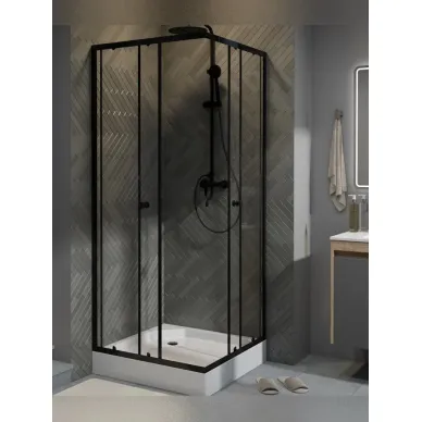 Душевой уголок Teymi Lina T00602 80x80, с поддоном, чёрный/стекло прозрачное 6