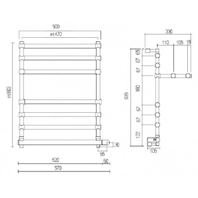 Полотенцесушитель электрический Margaroli 552 BOX (5524706CRPB) хром 1