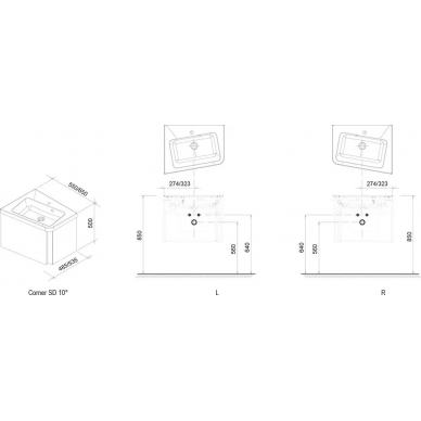 Тумба для ванны Ravak 10° (X000000745) (65 см) левая 5