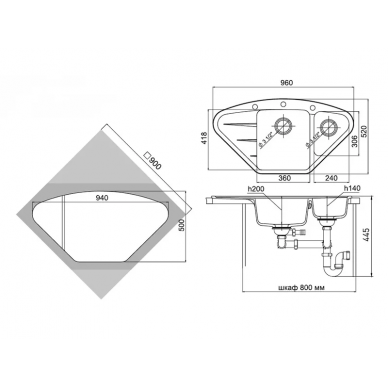 Мойка кухонная Ewigstein Wink (W- 80KF шоколад) шоколад 3
