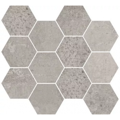 METALLIC GREY MOSAIC HEXAGON 30x28 0