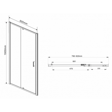 Душевая дверь Vincea Intra (VDP-1I8090CL) 80х190 см, хром, стекло прозрачное 6