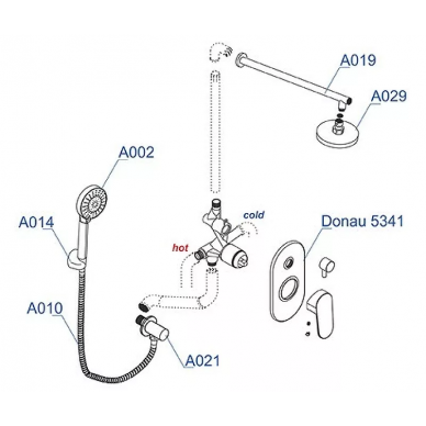 Душевая система Wasserkraft Donau (A14229) хром 16