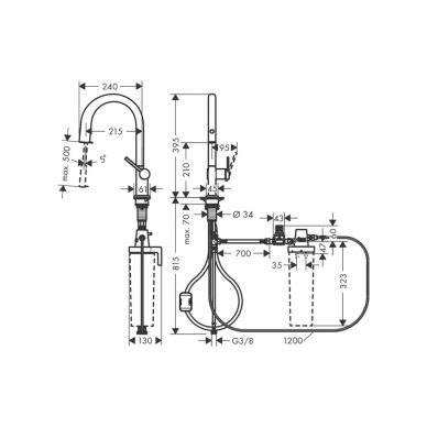 Смеситель для кухни Hansgrohe Aqittura M91 210 1j  (76803000) (выдвижной излив) с подключением к фильтру питьевой воды 3