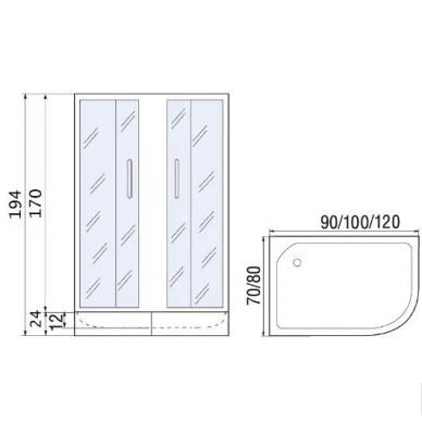Душевой уголок River Don 100/80/24 MT L (100х80) (с поддоном) левый, матовое стекло 1