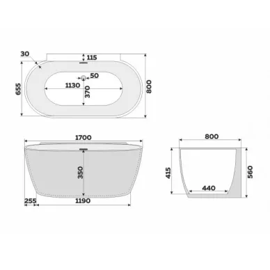Акриловая ванна Delice Voyage (DLR440106Bu) (170х80) синяя матовая 7