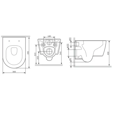Чаша подвесного унитаза Am.Pm Func FlashClean (C8F1700MBSC) безободковый, с микролифтом (чёрный матовый) 9