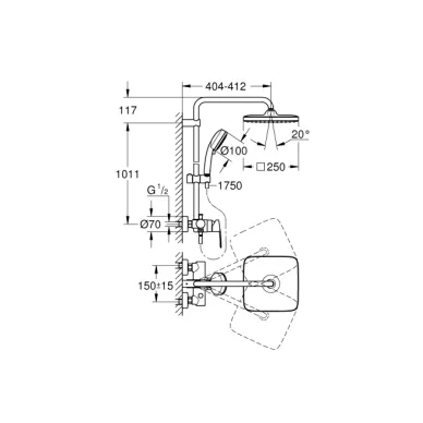 Душевая система Grohe Tempesta Cosmopolitan 250 CUBE 26692000 хром 5