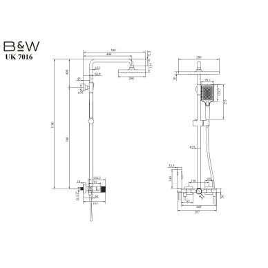 Душевая система Black & White Universe UK7016C с полкой и гигиеническим душем, Chrome 6