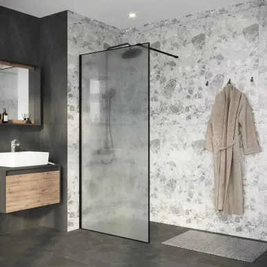Душевая перегородка Niagara Nova NG-781-90BLACK 90х200 стекло эффект битого стекла/профиль чёрный 6