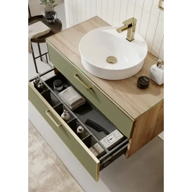 Тумба для ванной ORKA Salerno 3008781 100 см Sardinia/светлое дерево, ручки золото 6